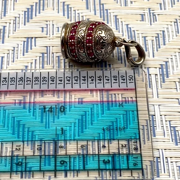 Gem Treasures sterling silver and ruby yoga bell pendant enhancer 🔔 - Picture 4 of 6